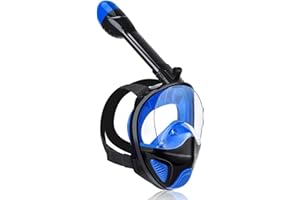 JRing Snorkeling Mask with Side Breathing System, 180° Panoramic View Full Face Diving Mask Detachable Action Camera Mount iwith Anti-Fog and Anti-Leak Snorkel Mask