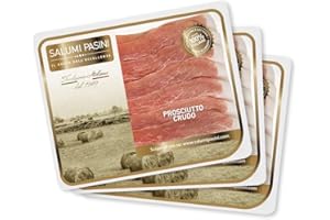 Prosciutto Crudo Stagionato Salumi Pasini® | Jamón Curado | 3 bandejas pre-cortadas | 80 gr cada una | 100% italiano | Sin gluten y sin lactosa