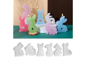 YAOZUP Silikonform Ostern, 6 Stück osterhase silikonform kerzenhalter, Ostern Kaninchen Silikonformen Gießformen, 3D Kaninchen Gießform Ostern, DIY Hasenform für Ostergeschenke, Ostern Dekoration