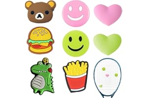 JYNVO 8 Pezzi Ammortizzatore da Tennis Ammortizzatore in Silicone per Racchetta Antivibranti per Racchette da Tennis Hamburger Patatine Emoji Cuore animale Forma per Tennis Badminton Racchetta da Squash