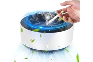 COLEESON Rauchloser Aschenbecher mit Luftreiniger, 2 in 1 Luftreiniger, Tragbare Rauchloser Aschenbecher mit Luftreiniger Innen, Innenbereich für Zuhause, Auto (WHITE)