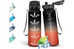HoneyHolly Botella Agua, 500ML, A Prueba de Fugas Cantimplora, Libre de BPA Botella Agua para Niños, con Marcador de Tiempo, Cantimplora para Correr, Trabajar, Ir a La Escuela, Andar en Bicicleta