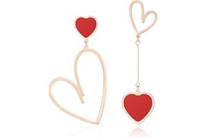 Linawe Boucles d'oreilles en forme de cœur, boucles d'oreilles suspendues, boucles d'oreilles en acier inoxydable pour femmes, boucles d'oreilles suspendues pour amoureux, or, argent, or rose
