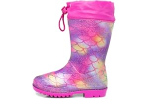 Shoe Zone - Girls Multi Rainbow Mermaid Glitter Welly