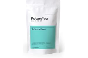 Astaxanthin+ High Strength Astaxanthin Natural Antioxidant - 28 Vegan Capsules - 28 Day Supply - Developed by FutureYou Cambridge, UK