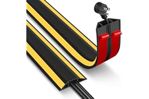 GUDUI Floor Cable Cover, 2 Meters Cable Protector Rubber Self-adhesive Wire Covers Floor Cable Tidy for Indoor Outdoor, Easy Lay Flat, 2m x 50mm