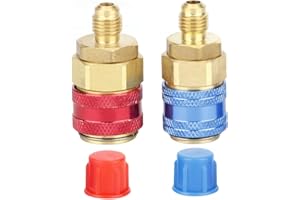 AMONIDA 2pcs Quick Coupler Adapters R134A High Low Pressure Straight Quick Coupler Connector Car AC Refrigerant Adapter Refrigerant Recharge Hose For Car Air Conditioning