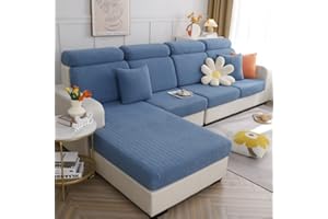 ‎TOPCHANCES TOPCHANCES Sofa Sitzkissenbezüge - Universal Stretch Sofa Schonbezüge Couch Sitzbezug L-Form, Weich Sofasitzbezug Couch Chaiselüberzüge, Sofa Kissenschutz Bezüge (Blauer Weizen)