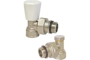 SOMATHERM FOR YOU, Kit 2 pièces robinet manuel équerre MF 1/2 (15x21) - Kit complet pour chauffage avec robinet, purgeur d'air, robinet de vidange et accessoires de radiateur