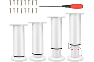 NCRGB 4 Gambe da Tavolo inMetallo,Gamba daTavolo Regolabile, Gamba da Tavolo Regolabile,Gambe per Mobili, kit include Cacciavite e viti (Bianco, 18-32 cm)