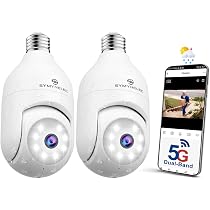 SYMYNELEC Cámara de seguridad con bombilla para exteriores, resistente a la intemperie, 2K 3MP 2.4GHz, WiFi, inalámbrico, toma de luz, cámara de seguridad 360, detección de movimiento, seguimiento de SYMYNELEC Cámara de seguridad con bombilla para exteriores, resistente a la intemperie, 2K 3MP 2.4GHz, WiFi, inalámbrico, toma de luz, cámara de seguridad 360, detección de movimiento, seguimiento de