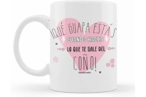 WONDERNASTIC - Taza ¡Qué guapa estás cuando haces lo que te sale del c*ño!, 350 ml, Color Blanco, Cerámica, Apta para Lavavajillas y Microondas, Divertido y Original, Diseño Exclusivo