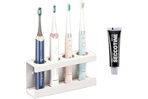 SVOCK Soporte Pared Cepillo Dientes Electrico, Sin Taladrar Soporte Cepillo de Dientes, 4 Agujeros Porta Cepillo de Dientes Pared Adhesivo, Resistente a la Humedad y Absorbente del Agua