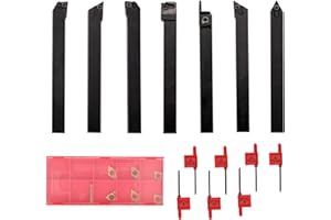 Lathe Turning Tool Set, Weytoll 21pcs 10mm Lathe Tool Holder- Shank Lathe Turning Tool Holder Boring Bar Carbide Inserts Lathe Turning Tool, Woodturning Power Lathe Accessories