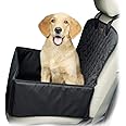 Gluckluz Dog Car Seat Pet Cover Booster Protector Waterproof Washable Seatbelt Non-Slip Automotive Front Back Rear Cat Carrier with Safety Belt for Trucks SUVs Travel (Black)