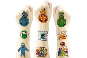 YANGSIW Rainbow Friends Tatuajes Temporales, 20pcs Cartoon Tatuajes Temporales Niños Pegatinas Infantiles Regalos de Fiesta Cumpleaños Niñas Niños Regalo(5 * 5cm)