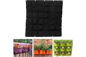 Zerodis 36 Poches Sac à Plantes Mural en Feutre Sac de Plantation Vertical Pot de Fleurs Mural Décoration Suspendue pour Jardin Balcon décoration d'intérieur et d’extérieur(Noir)