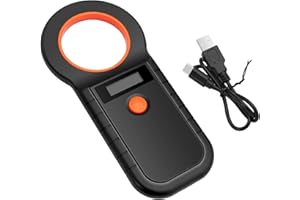 Pixelure Lector Chip Mascotas OLED Lector, Lector Microchip Animales, EMID/FDX-B (ISO 11784/11785) Escáner Microchip Almacenamiento de Datos Lector Chip para Animal/Mascota/Perro/Gato