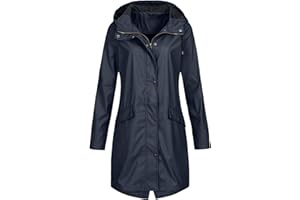Generisch Chubasquero largo para mujer, chaqueta de lluvia larga, impermeable, cortavientos, chaqueta de entretiempo con capucha, chaqueta de lluvia ligera, transpirable, cortavientos, chaqueta para