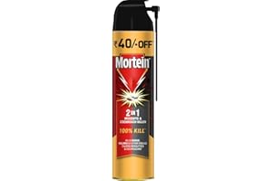 Mortein 600 ml - 2 in 1 Mosquito Killer & Cockroach Killer Spray - 600ml | All Insect Killer | Lemon Fragrance | 100% Kill Gu