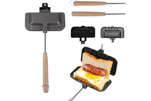 ‎MUMISUTO mumisuto Sandwich Toaster, Sandwichtoaster, Antihaftbeschichteter Sandwich Maker, Doppelseitige Bratpfanne, Removable, mit Griffen Doppelseitige Grillpfanne für Panini Snack Frühstück
