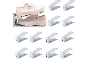 PAIDE P Organizador de zapatos. Almacenaje de Calzado. Organizador de Zapatillas para Armario Calzador. Soporte de Calzado de Altura Ajustable, Zapatero Sencillo. (Pack 12 Gris)