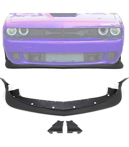 KOJEM Front Bumper Lip, PP Plastic Black, For 2008-2014 Dodge Challenger, Replacement For CH1095121 68109837AA
