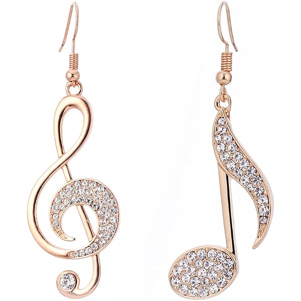 Orecchini con Note Musicali Orecchini Asimmetrici con zirconi in Argento Sterling 925 Gioielli squisiti da Donna Orecchini di Moda Orecchini di Fascia Alta