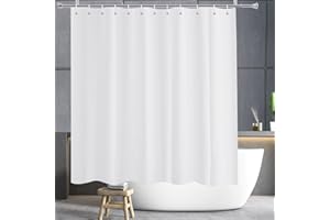 YISURE tenda da doccia 180x200 bianca, tenda da doccia tessuto poliestere resistente alla muffa lavabile in lavatrice, larghezza 180 x altezza 200cm