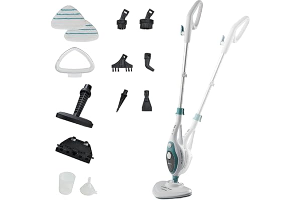Ariete 4164 Balai à Vapeur 10 Fonctions en 1, Générateur de Vapeur Multifonction Rechargeable avec Autonomie Illimitée, Puissance 1500 Watts, Manche Télescopique, Blanc/Bleu