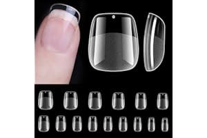 ZIFUTON 450 Pezzi Tip In Gel Per Unghie Quadrate Corte, 15 Taglie Tip Unghie Ricostruzione, Unghie Finte Copertura Completa Tip Gel Unghie per Saloni di Manicure Professionale, Nail Art Principiante