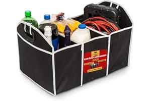 MAECENA Car Boot Organiser Foldable and Collapsible Picnic Perfect Water Resistant Car Trunk Storage Bag | 3 Compartments, 2 Side Pockets & Strong Handles | Car Accessories Travel Organiser, Tool Bag