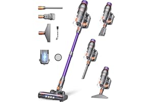 BUBA TOYS Scopa Elettrica Senza Fili, Potente Aspirapolvere a Batteria con Forte Potenza di Aspirazione, Leggero e Ricaricabile, Aspirapolvere Senza Fili Verticale Portatile per Tappeti, Pavimenti Duri