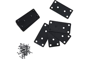 Luabue 10PCS Flat Metal Brackets 80x40mm Black Mending Plates Stainless Steel Support Joining Plates for Wood Sleeper Brackets Fixing with 60 Screws