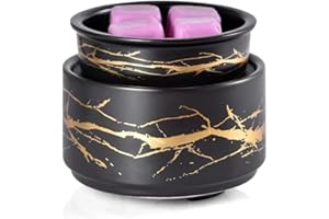 Makimoo Wax Melt Warmer Ceramic 3-in-1 Oil Burner Electric Candle Wax Warmer Burner Melter Fragrance Warmer for Scented Waxs (Black)