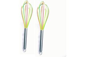 5 HENRY'S SMART BAKING Stainless Steel Handle Non-Stick Silicone Kitchen Utensils Egg Whisk I Heat Resistant Egg Beater Kitchen Utensils (2 pcs)