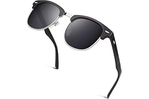 GQUEEN Gafas de Sol Hombre Mujer Polarizadas Clasicas Estilo Medio Marco Retro Protección UV400 para Conducción GQO6
