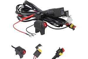 Kairiyard LED Barre Faisceau Câble Moto Feux Additionnel 3M 480W 14AWG 3 Fils Câblage Etanche LED Faisceau Avec Relais et Interrupteur Universel pour Voiture SUV ATV Camion 1 Câble Contrôler 2 Lampe