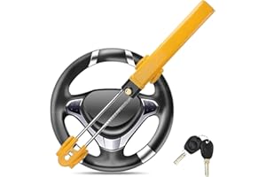 YYAOEMI Steering Wheel Lock Universal Car Anti Theft Steer Locks High Visibility Car Steering Wheel Lock Heavy Duty Anti-Theft Device Fit for SUVs, Motorhomes 2 Keys