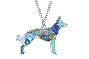 DUOWEI Collar con colgante de perro belga Malinois de aleación esmaltada con diamantes de imitación para mascotas, regalo para mujeres, adolescentes y niñas