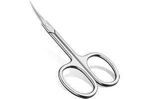 CGBE Professional Curved Cuticle Scissors, Super Sharp Stainless Steel Cutter for Cuticles, Dead Skin, Eyebrows, and Eyelashes, Silvery