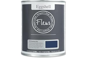 FLEUR DESIGNER'S PAINT | EGGSHELL Smalto Multisuperficie Satinato, Senza Carteggiare, 750 ml, F66 Trendsetter Blue, a Base Acqua, Lavabile, Altissima Resistenza, Interno - Esterno, Pareti - Mobili