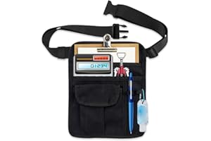 FAURAPMNG Server Apron Bag, Restaurant Server Waist Money Pouch Bag, Restaurant Bar Apron Bag with Adjustable Belt Buckle Check Holder for Waitress Waiter with 2 Pen, Black, 10 × 8 inches