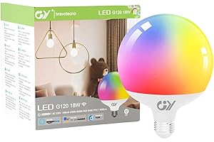 GY Ampoules Connectée E27 LED WiFi 18W Globe G120 1800LM, Intelligente Dimmable Multicouleurs RGB&CCT 2700K-6500K, ampoule Smart life Compatible avec Alexa/Google Home