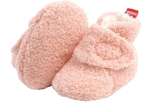 KFNIRE Cozy Fleece Baby Booties with Cotton Lined, Anti-Slip & Soft Sole Newborn Baby Booties 0-18Months Sock Shoes Unisex Baby Slipper Winter Warm Shoes