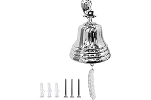 ARSUK Campana da Parete 3 Pollici - Campanella da Barca Vintage con Corda - Suono Forte e Chiaro per Porta, Giardino, Ingresso, Bar o Casa - Decorazione Nautica in Alluminio