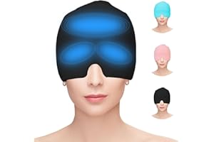 Hoseay Gorro Migraña Reutilizable Máscara Migraña de Gel Alivio Dolor Cabeza/Migraña Relief Cap Portátil Cómodo Antifaz Funda Frio Migraine Hat para Aliviar La Tensión/el Estrés/Ojos Hinchados,Negros