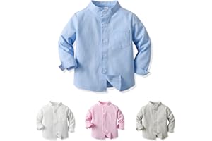 Yanmucy Niños Bebé Camisa Manga Larga Algodón Camisa con Botones para Niños Little Big Boy's Causal Camisas para 2-8 Años