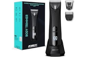 ‎KIBIY Intimrasierer Mann, Kibiy Elektrischer Körperrasierer Herren mit austauschbarer Anti-Schnitt Keramikklinge, Profi IPX7 Wasserdichter Körperhaartrimmer mit LED-Licht und Display, stehender Ladestation