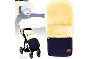 UPOHYEE Winterfußsack/Fußsack (100% ECHTES LAMMFELL) für Kinderwagen/Buggy/Jogger Kinderwagenfußsack (MARINE MELANGE)